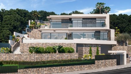 Villa de lujo por domótica con ascensor, jardín de diseño, piscina infinity y vistas mar.